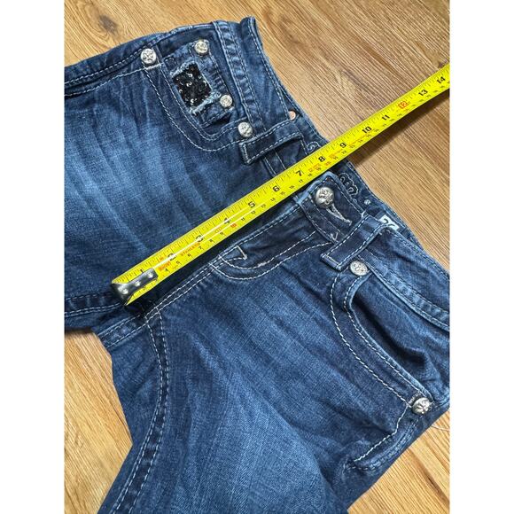 Miss Me JP6215B Boot Bootcut Jeans Bling Embroidered Black Sequins Size 26 EB - Picture 6 of 7